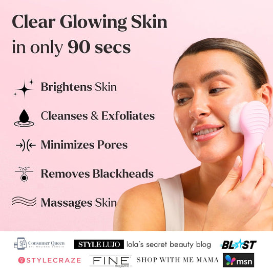 Facial Cleansing Brush - for Deep Cleansing, Gentle Exfoliating and Massaging - Waterproof and Rechargeable Face Cleanser Brush - Silicone Sonic Vibration Face Scrub Brush - Electric Face Washer