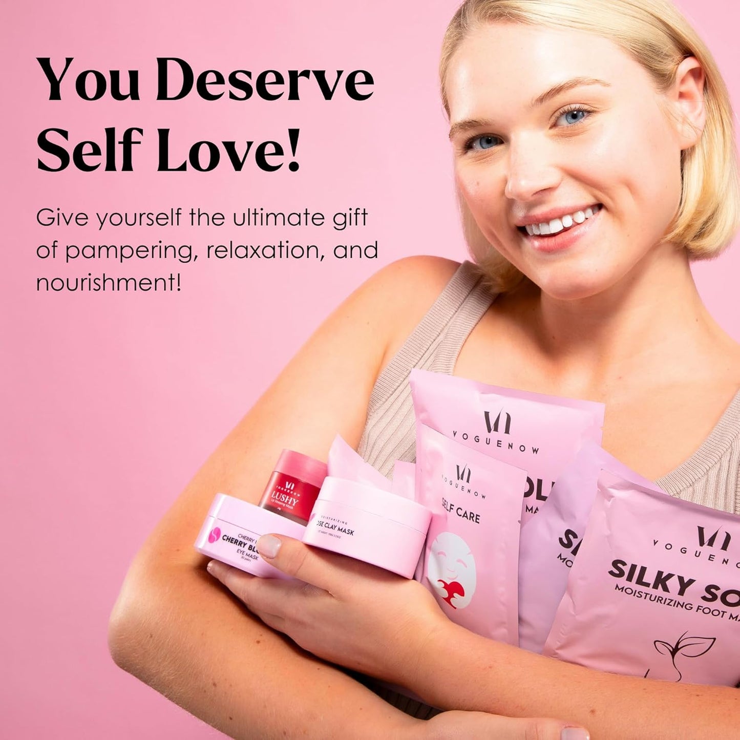 Spa Gifts for Women (Bundle of 2) - Premium Self Care Spa Kit + Clay Mask Set With Headband & Brush - Bath, Skin Care Sets & Self Care Items - Ultimate Pampering Skin Care Set - Birthday Gifts