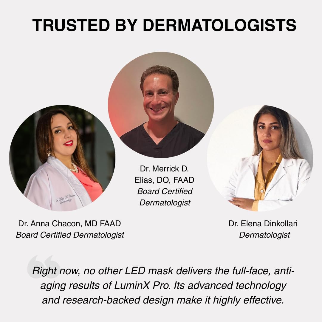 VogueNow LuminX Pro FDA-Cleared LED Light Therapy Mask – Red, Blue & Infrared Light for Wrinkle Reduction, Acne Treatment - Lip & Jowl Coverage (RB-008G)