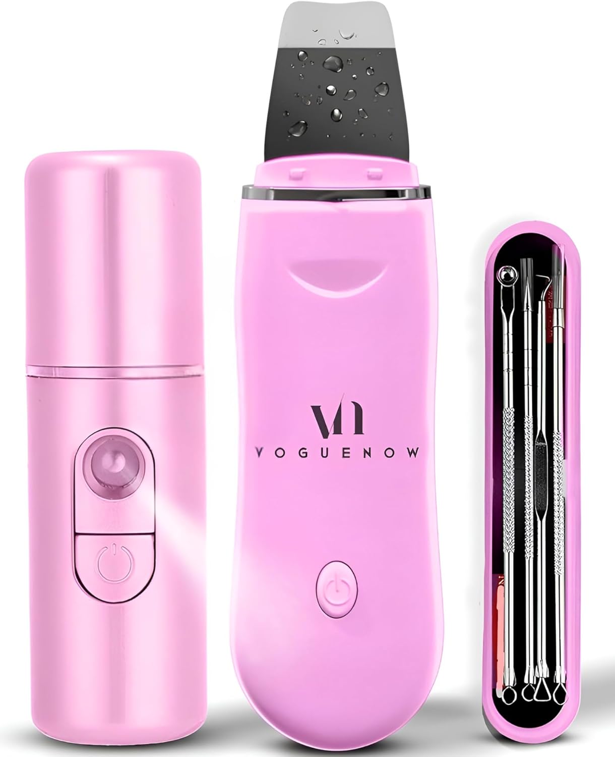 Skin Scrubber Face Spatula (Set of 3) - Deep Cleansing Blackhead Remover with Facial Mist Sprayer & Extraction Toolkit - Ultrasonic Skin Scrubber with Pore Extractor & Serum Infuser- Face Scraper Kit