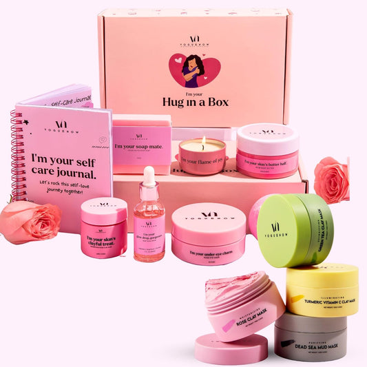 Spa Gifts for Women (Bundle of 2) - Premium Self Care Spa Kit + Clay Mask Set With Headband & Brush - Bath, Skin Care Sets & Self Care Items - Ultimate Pampering Skin Care Set - Birthday Gifts