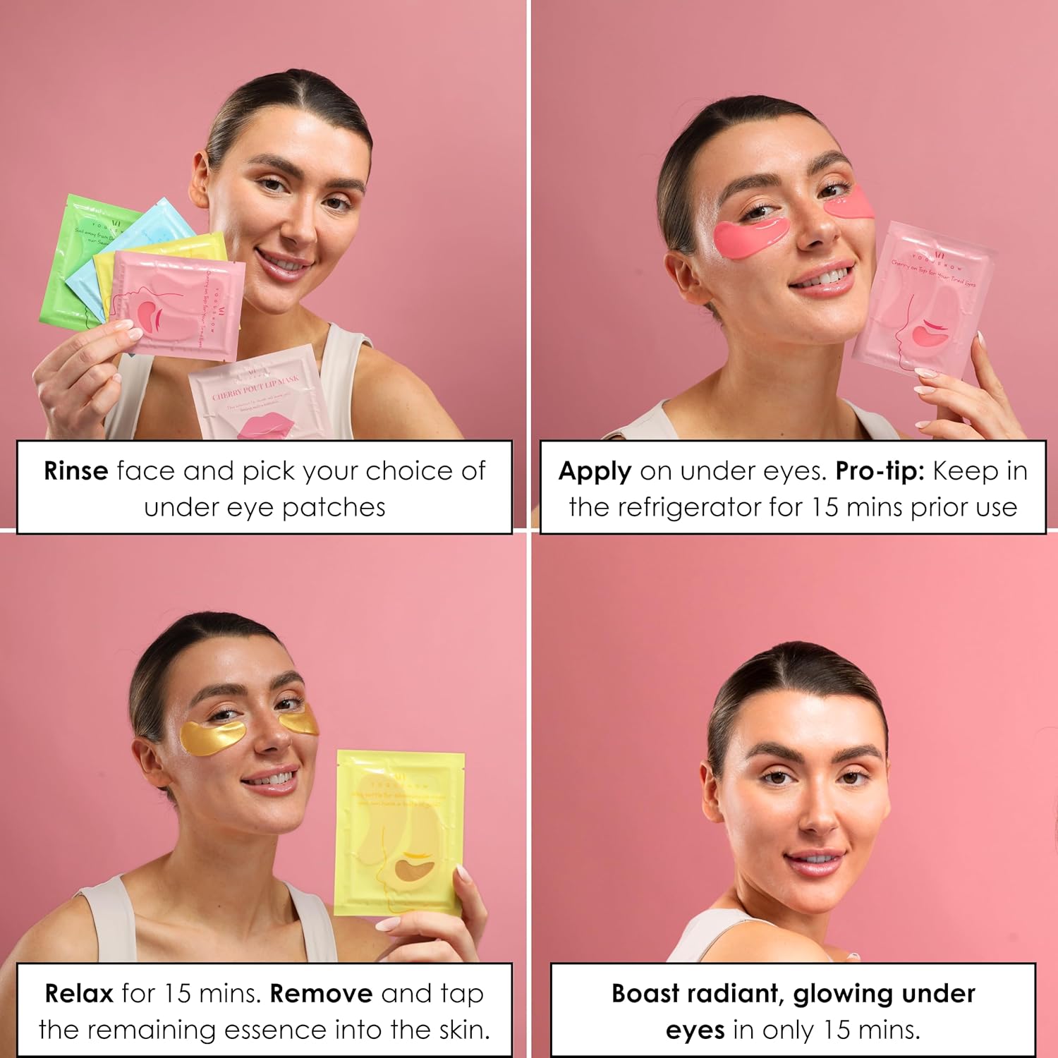 Under Eye Patches For Puffy Eyes (40 Sets) With Bonus Lip Masks - Under Eye Patches for Dark Circles and Puffiness - Under Eye Mask Treatment - Hydrating 4 Flavors Eye Masks - Reduce Dark Circles