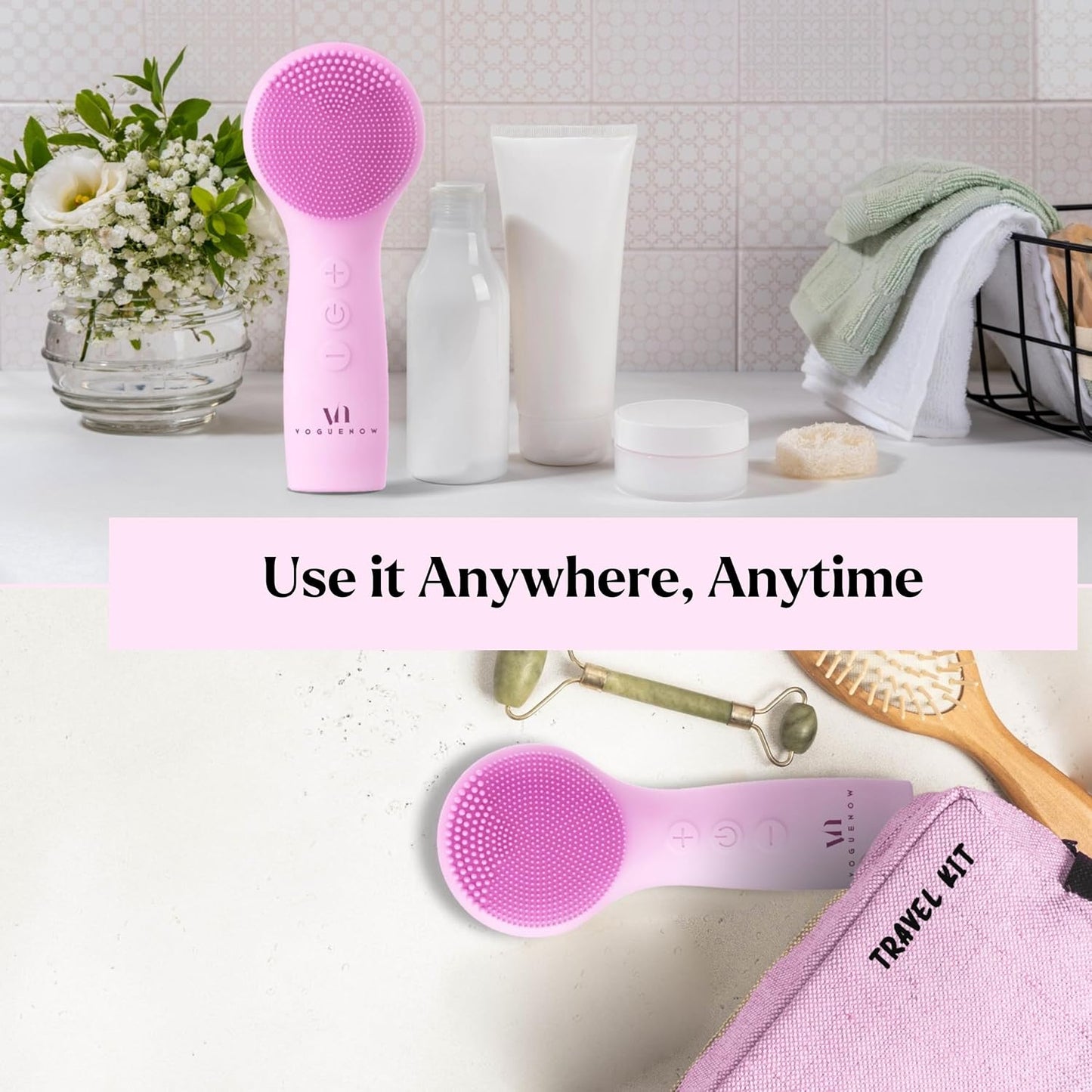 Facial Cleansing Brush - for Deep Cleansing, Gentle Exfoliating and Massaging - Waterproof and Rechargeable Face Cleanser Brush - Silicone Sonic Vibration Face Scrub Brush - Electric Face Washer