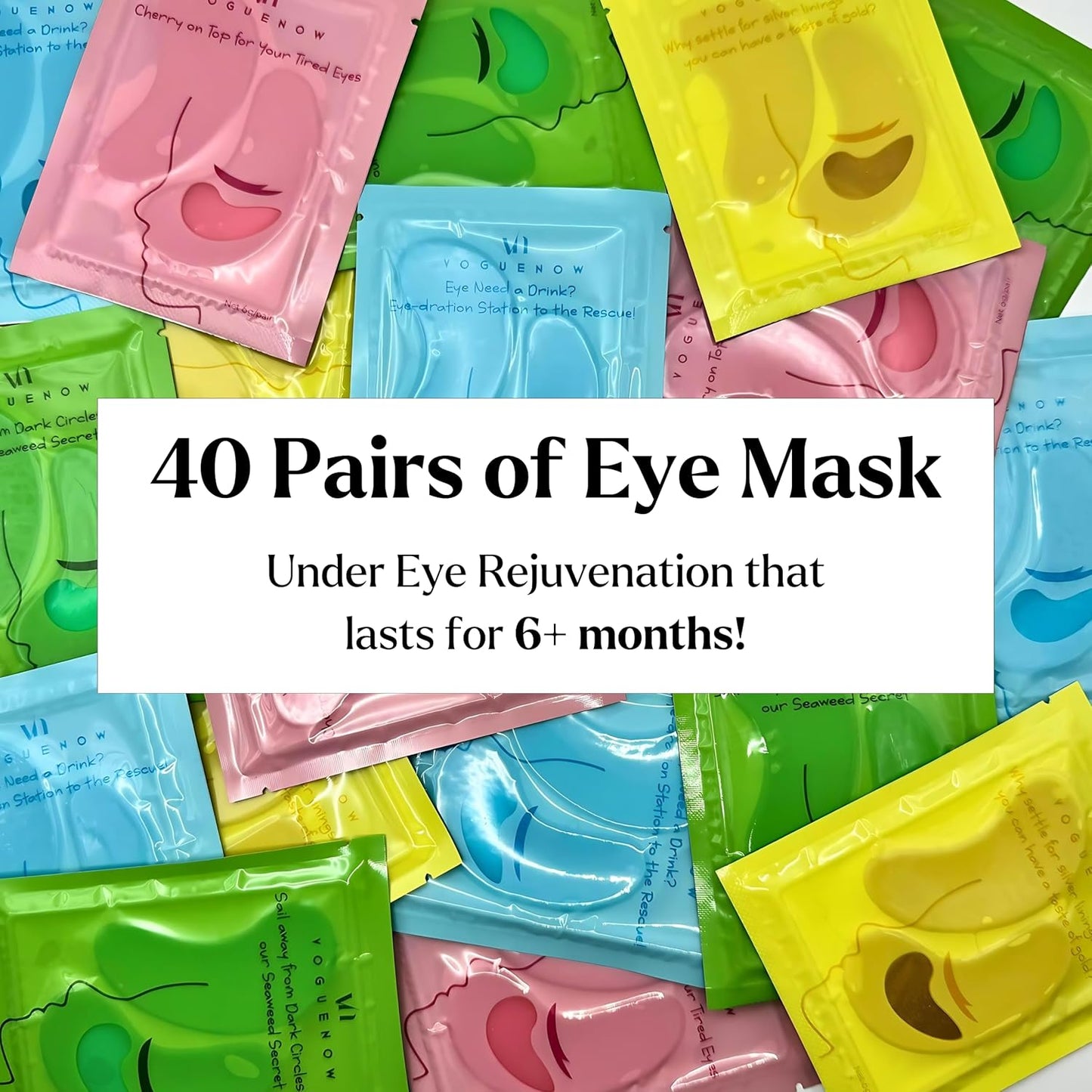Under Eye Patches For Puffy Eyes (40 Sets) With Bonus Lip Masks - Under Eye Patches for Dark Circles and Puffiness - Under Eye Mask Treatment - Hydrating 4 Flavors Eye Masks - Reduce Dark Circles