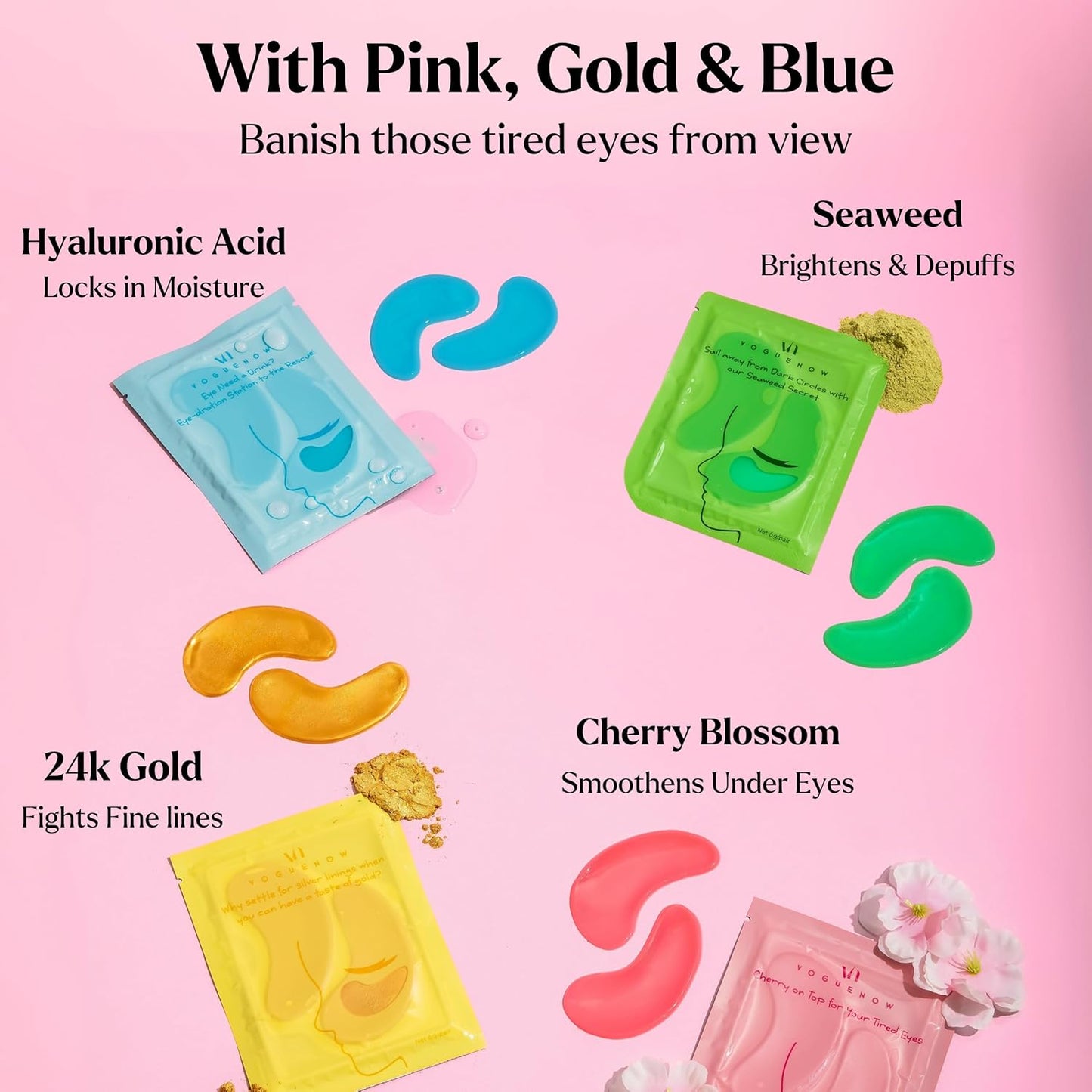 Under Eye Patches For Puffy Eyes (40 Sets) With Bonus Lip Masks - Under Eye Patches for Dark Circles and Puffiness - Under Eye Mask Treatment - Hydrating 4 Flavors Eye Masks - Reduce Dark Circles