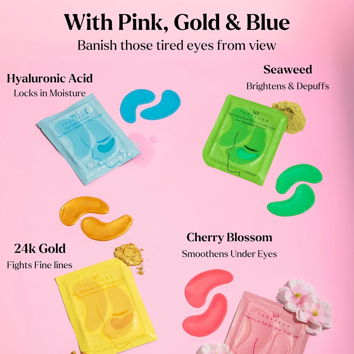 Under Eye Patches For Puffy Eyes (40 Sets) With Bonus Lip Masks - Under Eye Patches for Dark Circles and Puffiness - Under Eye Mask Treatment - Hydrating 4 Flavors Eye Masks - Reduce Dark Circles