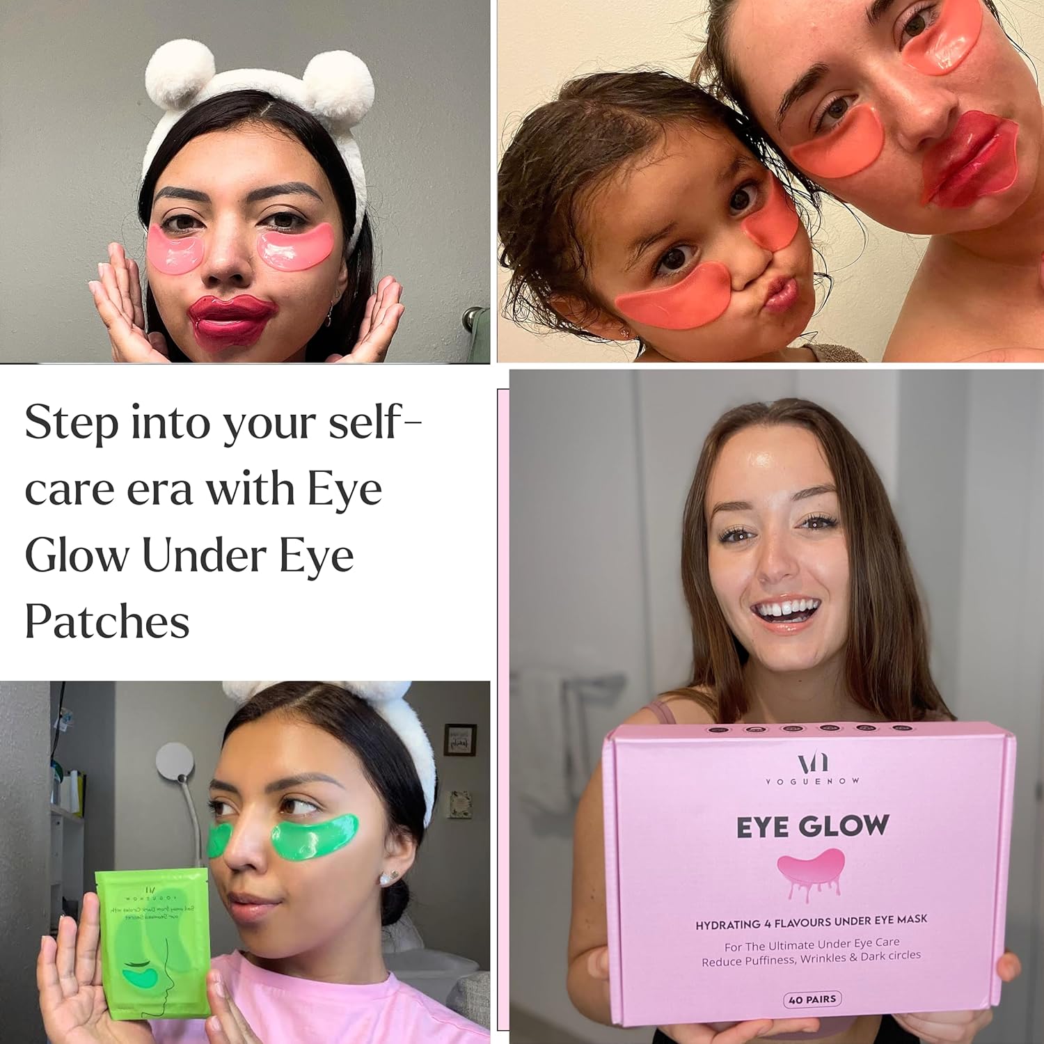 Under Eye Patches For Puffy Eyes (40 Sets) With Bonus Lip Masks - Under Eye Patches for Dark Circles and Puffiness - Under Eye Mask Treatment - Hydrating 4 Flavors Eye Masks - Reduce Dark Circles