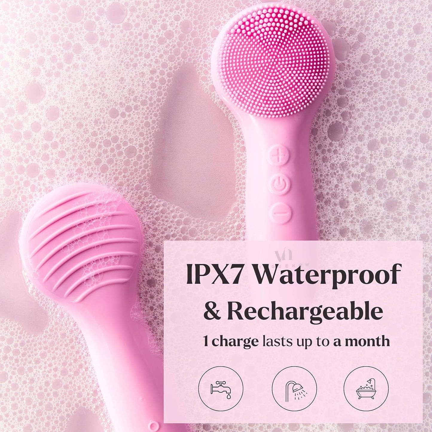 Facial Cleansing Brush - for Deep Cleansing, Gentle Exfoliating and Massaging - Waterproof and Rechargeable Face Cleanser Brush - Silicone Sonic Vibration Face Scrub Brush - Electric Face Washer