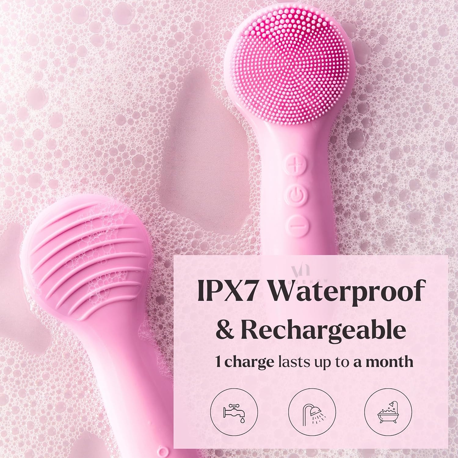 Facial Cleansing Brush - for Deep Cleansing, Gentle Exfoliating and Massaging - Waterproof and Rechargeable Face Cleanser Brush - Silicone Sonic Vibration Face Scrub Brush - Electric Face Washer